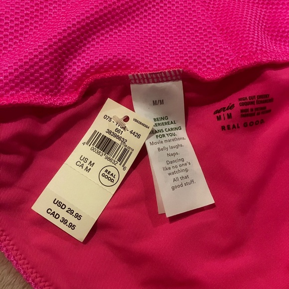 Aerie NWT Pink Swimwear Set with Underwire Support 36DD/Medium Bottom - Picture 5 of 5